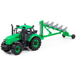 Трактор Полесье Прогресс с плугом 91307 (зеленый)