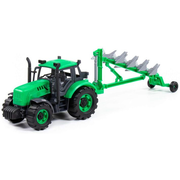 Трактор Полесье Прогресс с плугом 91307 (зеленый)