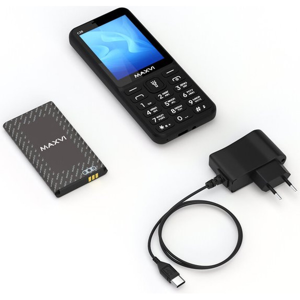 Кнопочный телефон Maxvi C38 (черный)