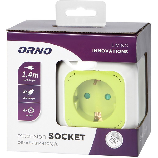 Удлинитель куб Orno OR-AE-13144-W.L (лимонно-белый)