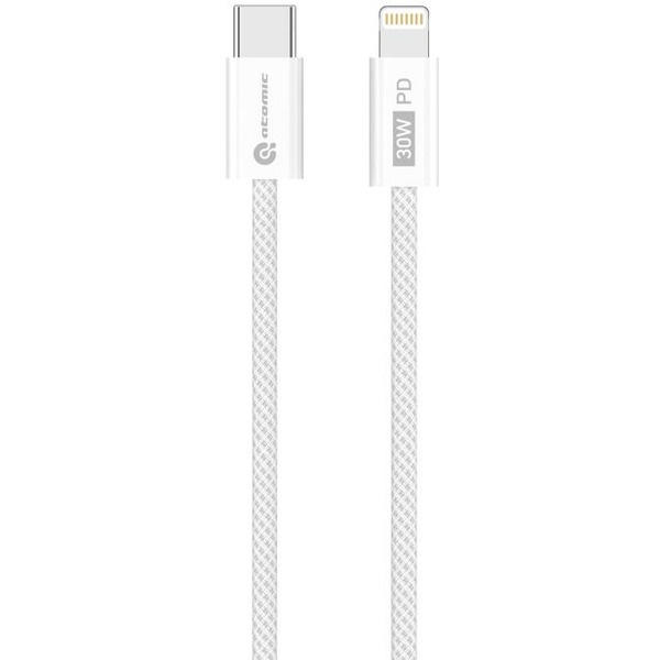 Зарядное устройство Atomic BLADE G203 GAN 20W 2-порта USB (A+C) с кабелем USB (С-L) 1 метр, цвет белый | 10.208