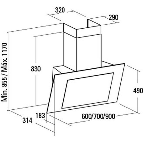 Вытяжка кухонная САТА TITAN 600XGWH