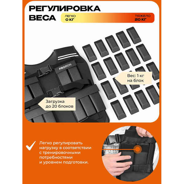 Жилет утяжелитель PROIRON ЖУ020 (20 кг)