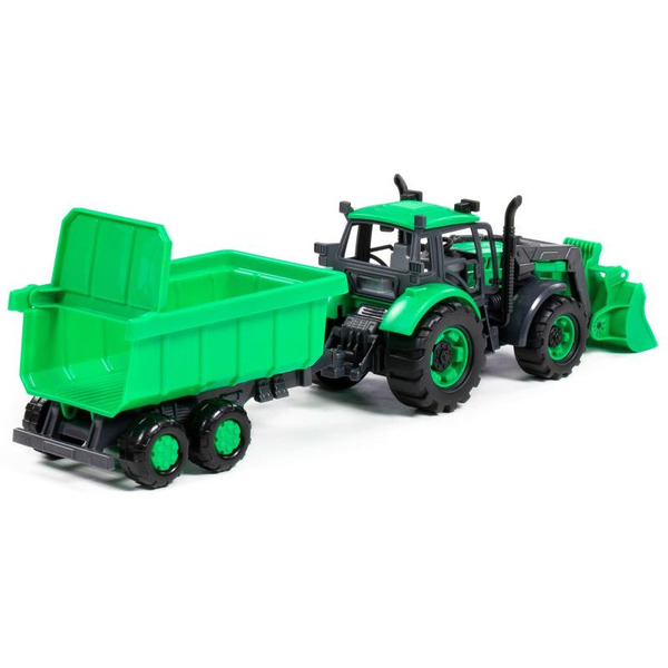 Трактор Полесье Прогресс с прицепом и ковшом 91840 (зелёный)