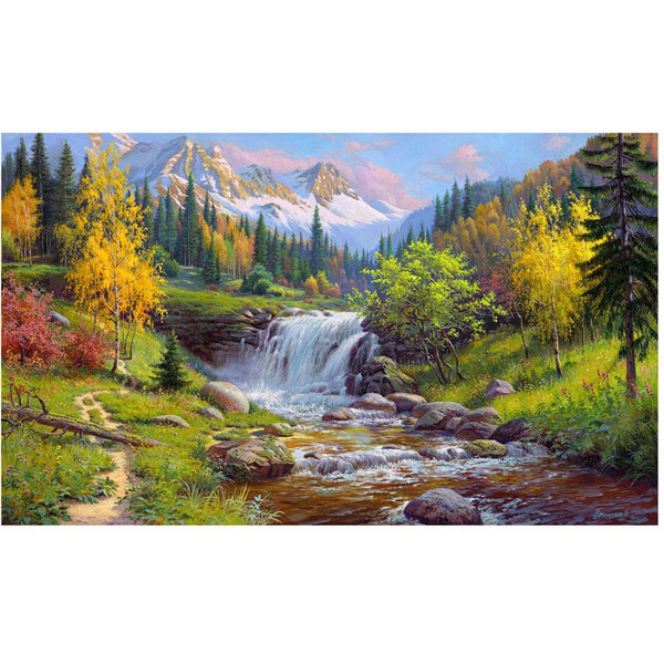 Картина стразами (алмазная мозаика) ОСТРОВ СОКРОВИЩ «Горный ручей» 663864