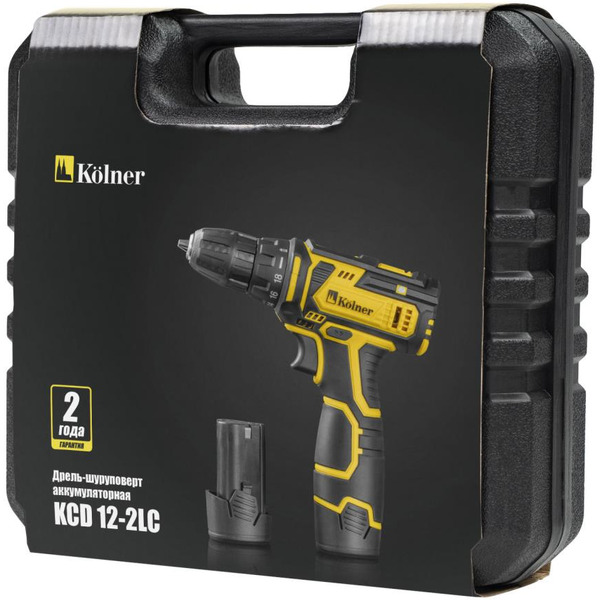 Дрель-шуруповерт Kolner KCD 12-2LC (с 2-мя АКБ, оснастка, кейс)
