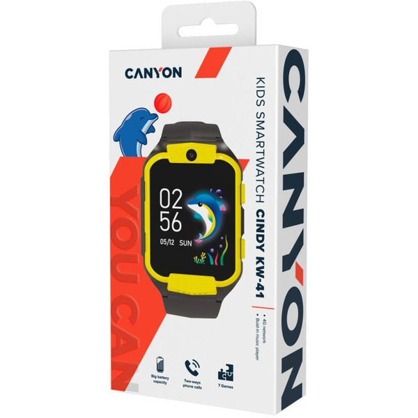 Детские умные часы Canyon Cindy KW-41 (CNE-KW41YB) желтый/черный