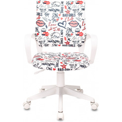 Кресло Бюрократ Burokids 1W (мультиколор красные губы/пластик белый)