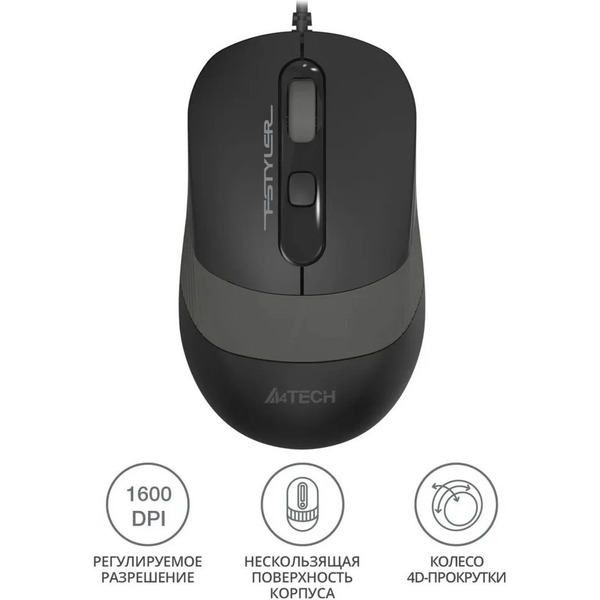 Мышь A4Tech Fstyler FM10S (серый/черный)