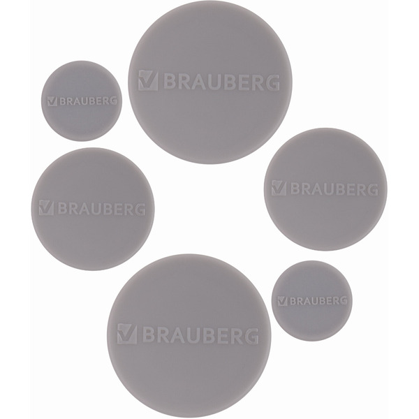 Набор магнитов BRAUBERG 237481 серые (20 мм - 2 шт, 30 мм - 2 шт, 40 мм - 2 шт)