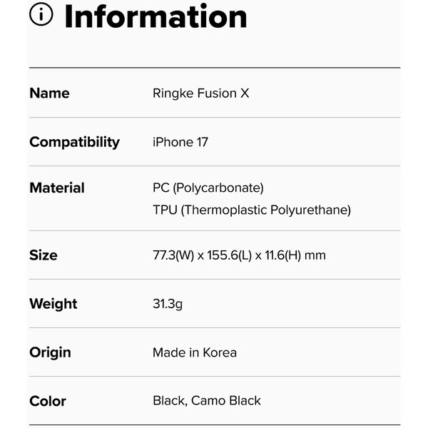Чехол Ringke FUSION X для iPhone 17 CAMO BLACK