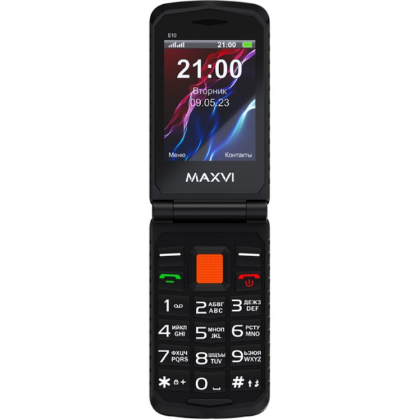 Мобильный телефон Maxvi E 10 (черный/оранжевый)