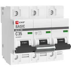 Выключатель автоматический EKF Basic ВА 47-100 3P 35А (C) 10kA