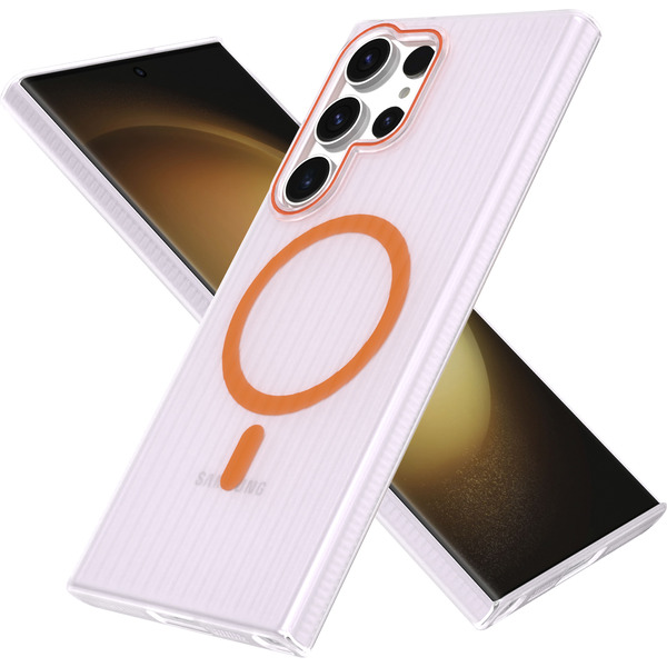 Задняя накладка CASE Translucent Strip Samsung Galaxy S23 Ultra, прозрачно-оранжевый