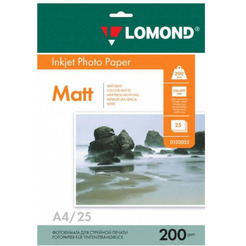 Фотобумага Lomond Матовая двухстороняя А4 200 г/кв.м. 25 л