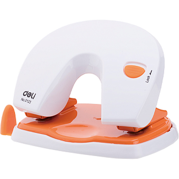 Дырокол Deli Vivid 0123 20 листов (белый/оранжевый)