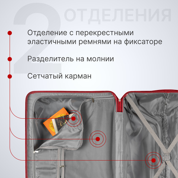 Чемодан на колесах DoubleW Zuna (L, красный)