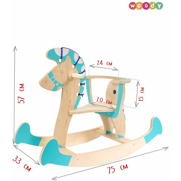 Качалка детская Woody Лошадка-3 01515 (бирюзовый)