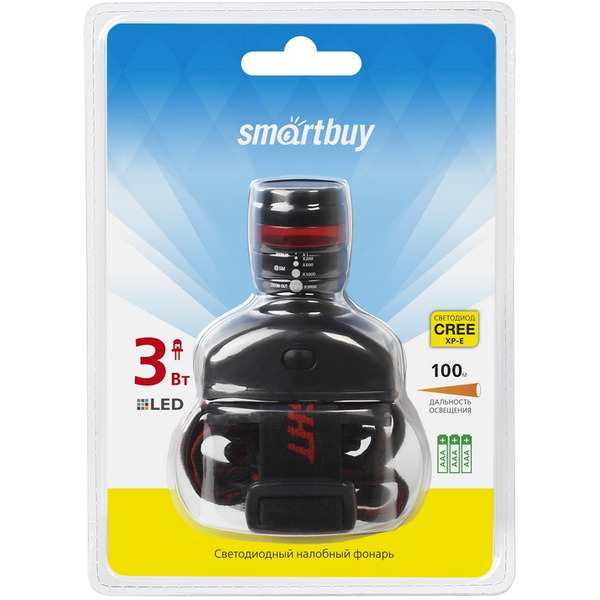 Светодиодный налобный фонарь SMARTBUY SBF-51-K 3Вт CREE XP-E черный