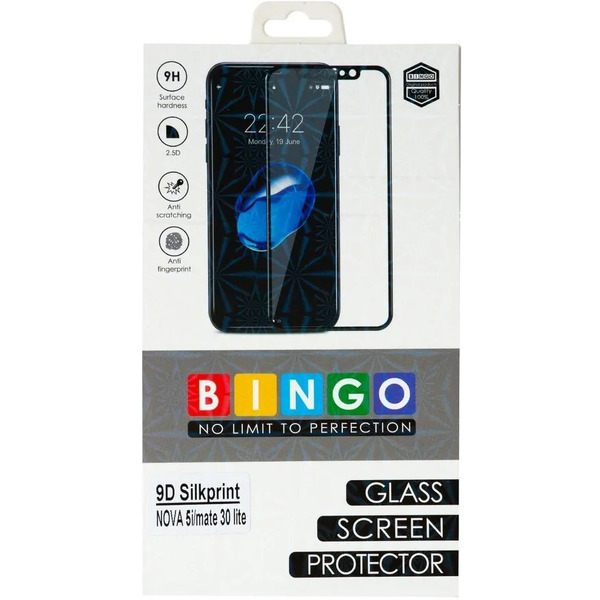 Защитное стекло Bingo Full Silkprint для HUAWEI Mate 30 Lite Черное