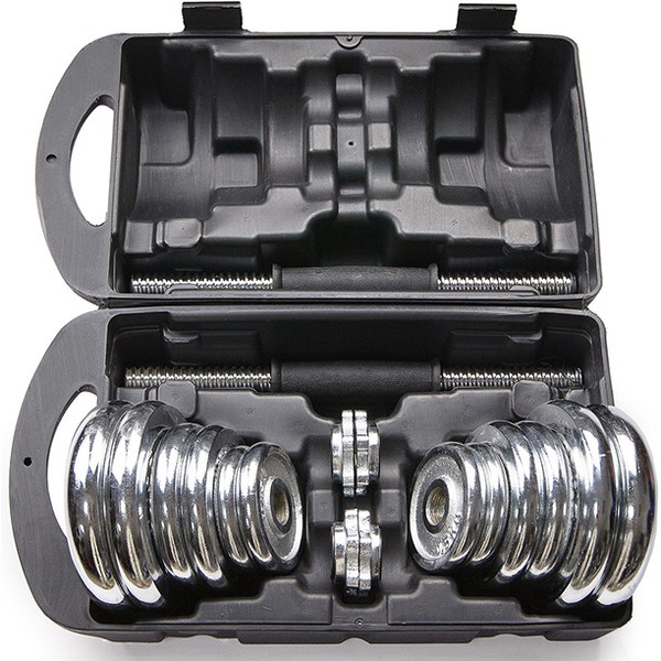 Набор хромированных гантелей AMETIST 20 кг (в чемодане)