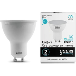 Лампа Gauss LED Elementary MR16 GU10 7W 550Lm 4100К 13627