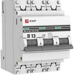 Выключатель автоматический EKF 3P 13А (B) 4,5кА ВА 47-63