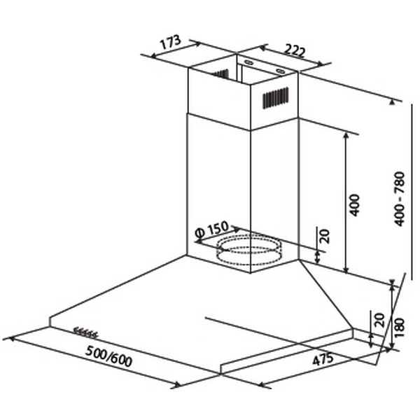 Вытяжка HOMSair Delta 60 (нержавеющая сталь)