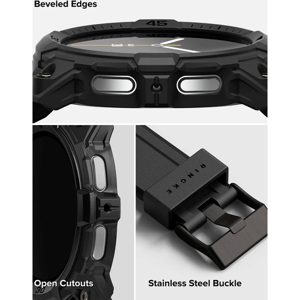 Ремешок с чехлом RINGKE Rugged Gear для Galaxy Watch 8 44mm ALL BLACK