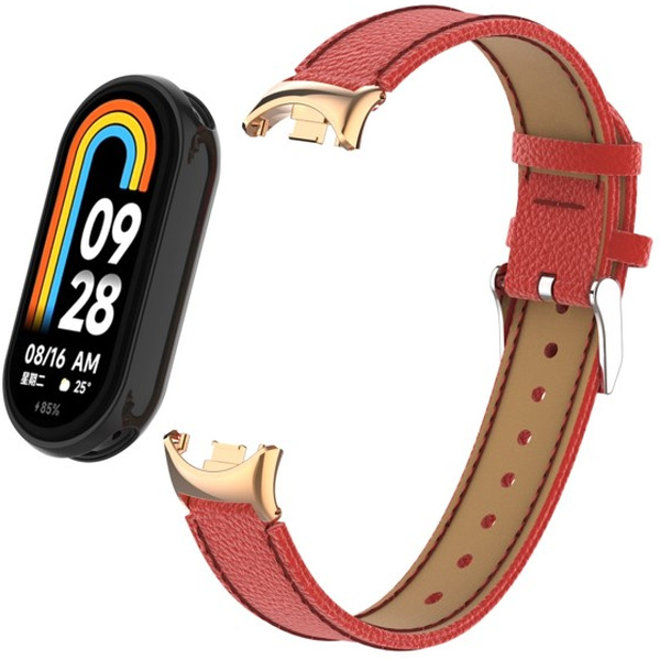Ремешок Bingo Leather Litchi для XIAOMI Mi Band 8 Красный