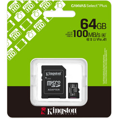 Карта памяти Kingston Canvas Select Plus microSDXC 64GB SDCS3/64GB (с адаптером)