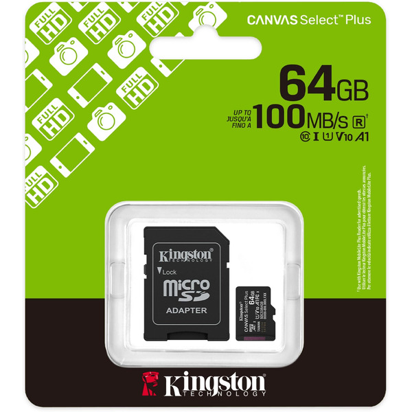 Карта памяти Kingston Canvas Select Plus microSDXC 64GB SDCS3/64GB (с адаптером)