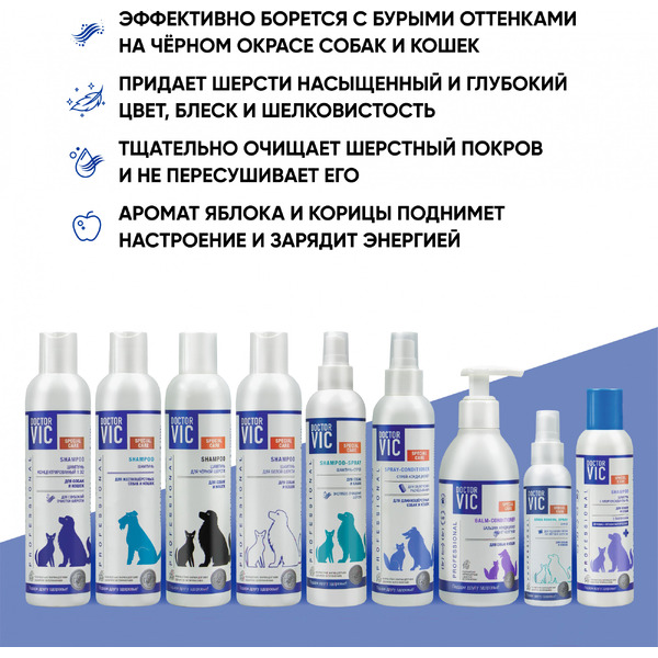 Шампунь для животных Doctor VIC Для черной шерсти собак и кошек (250мл)
