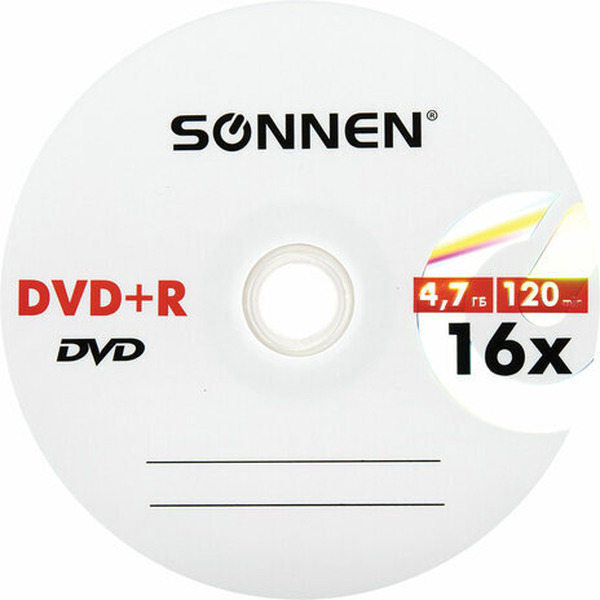 Комплект дисков DVD+R Sonnen 4,7 Gb 16x 25шт (513532)