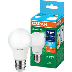 Лампа светодиодная OSRAM Value A60 7W 6500К E27 FR