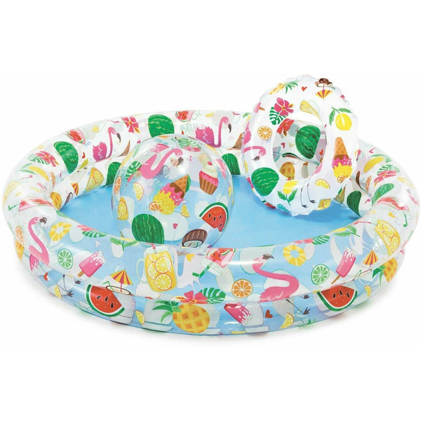 Надувной бассейн Intex Фрукты 59460NP с кругом и мячом