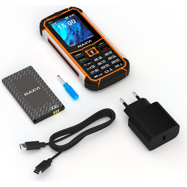 Мобильный телефон Maxvi R11 (черный/оранжевый)