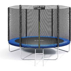 Батут ATLAS SPORT 8ft BASIC Blue (пружинный с защитной сеткой и лестницей)
