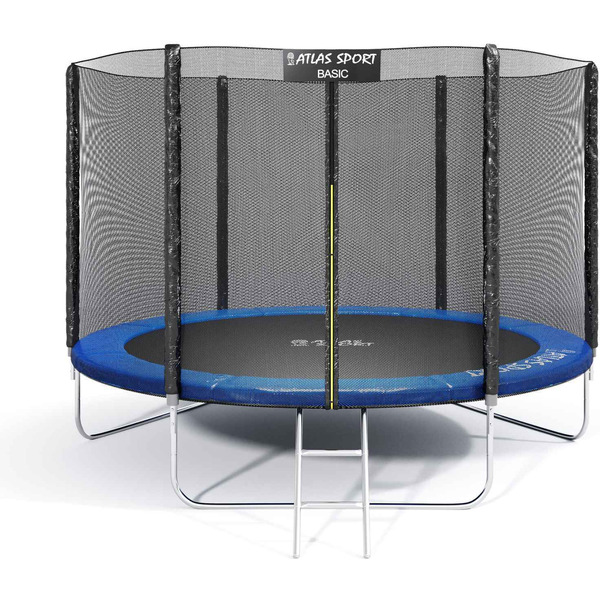 Батут ATLAS SPORT 8ft BASIC Blue (пружинный с защитной сеткой и лестницей)