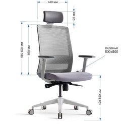 Кресло BESTUHL S30 (белая рама, спинка-сетка черн., сиденье-ткань серый)