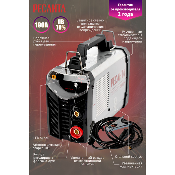 Сварочный инвертор Ресанта САИ-190ПН (65/19)