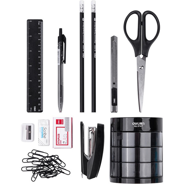 Набор канцелярких принадлежностей настольный DELI CLASIC 38253 (, черный, 12 предметов)