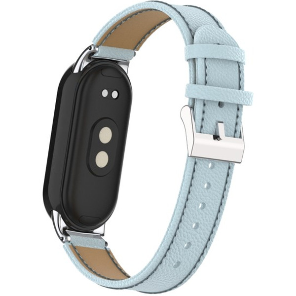 Ремешок BINGO Leather Litchi для XIAOMI Mi Band 8 Голубой