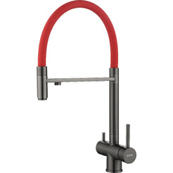 Смеситель для кухни ZorG ASGARD PREMIUM PVD Gunblack+Red hose