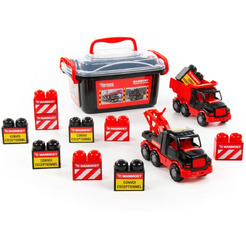 Автомобиль-самосвал Полесье 57143 215-01 MAMMOET+ автомобиль-эвакуатор + конструктор (10 элементов)