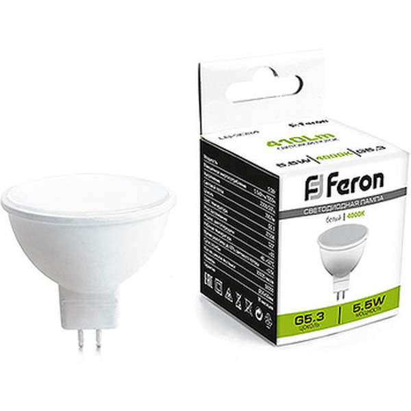 Лампочка Feron LB-3024 5.5 Вт 230V G5.3 4000K 41388
