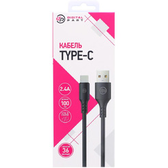 Кабель DigitalPart TC-307 USB Type-A - USB Type-C (1 м, черный)