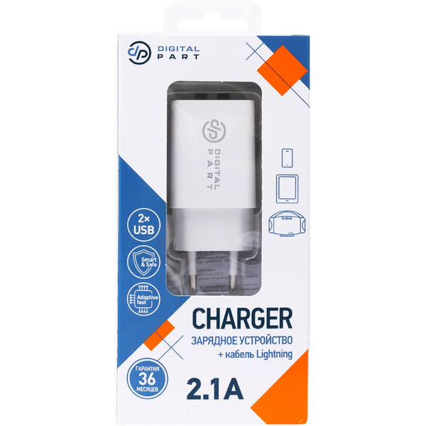 Зарядное устройство DigitalPart WC-250 2.1A (белый)