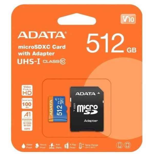 Карта памяти ADATA Premier AUSDX512GUICL10A1-RA1 microSDXC 512GB (с адаптером)