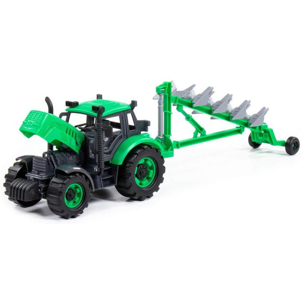 Трактор Полесье Прогресс с плугом 91307 (зеленый)
